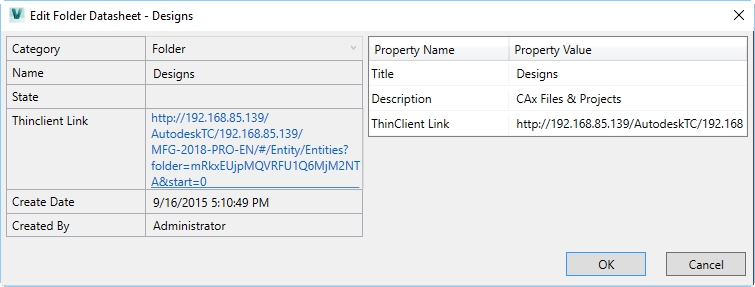 Vault Data Standard - Create Thinclient Links