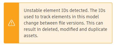 Screenshot of stable identifier warning