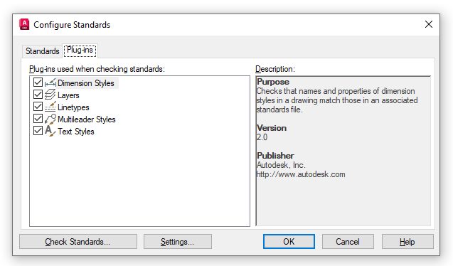 AutoCAD standards plugins screenshot