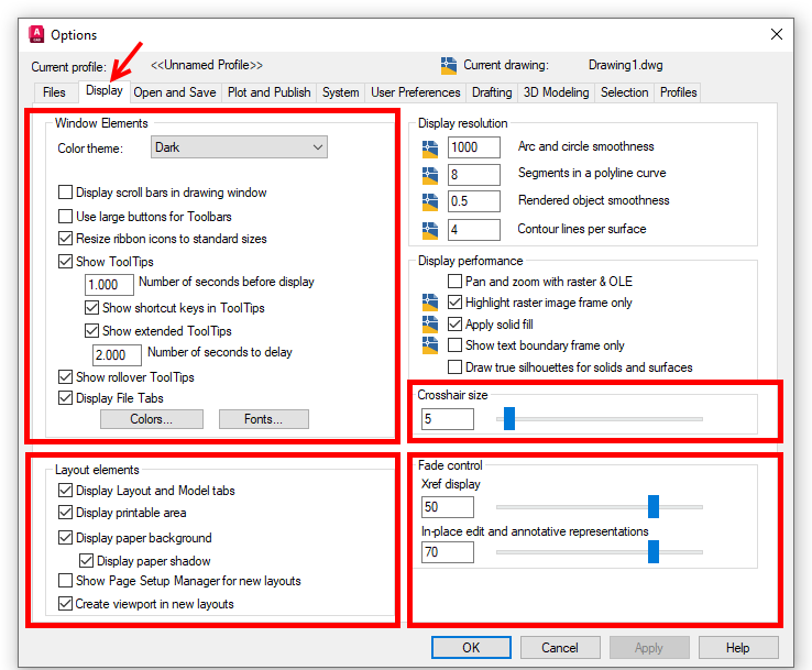 Screenshot of Options Dialog