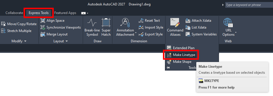 Make linetype in AutoCAD screenshot