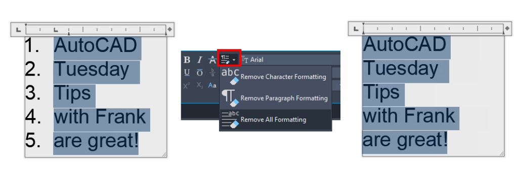 MText clear formatting screenshot