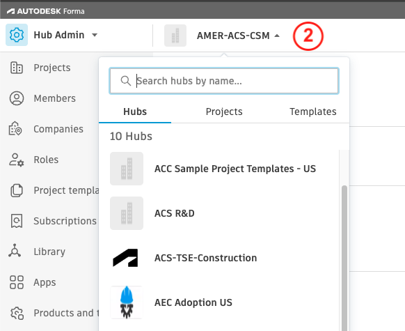 how to change autodesk forma hub name - step 2