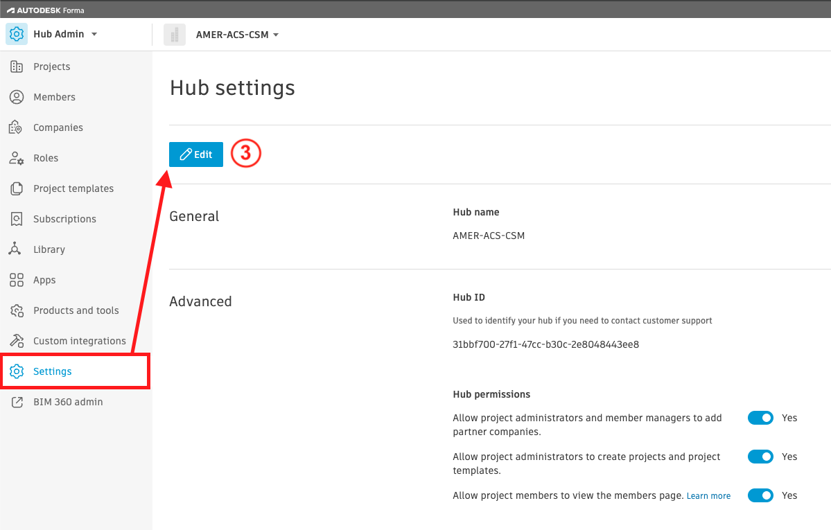 how to change autodesk forma hub name - step 3