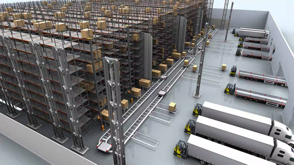 Discrete event simulation using Autodesk FlexSim.