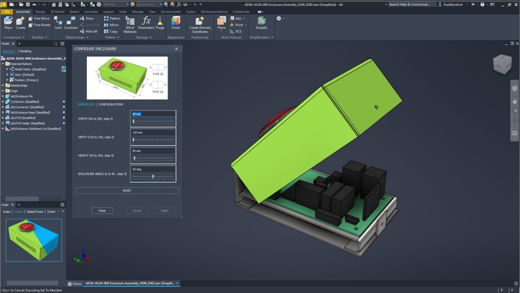 Inventor configuration.