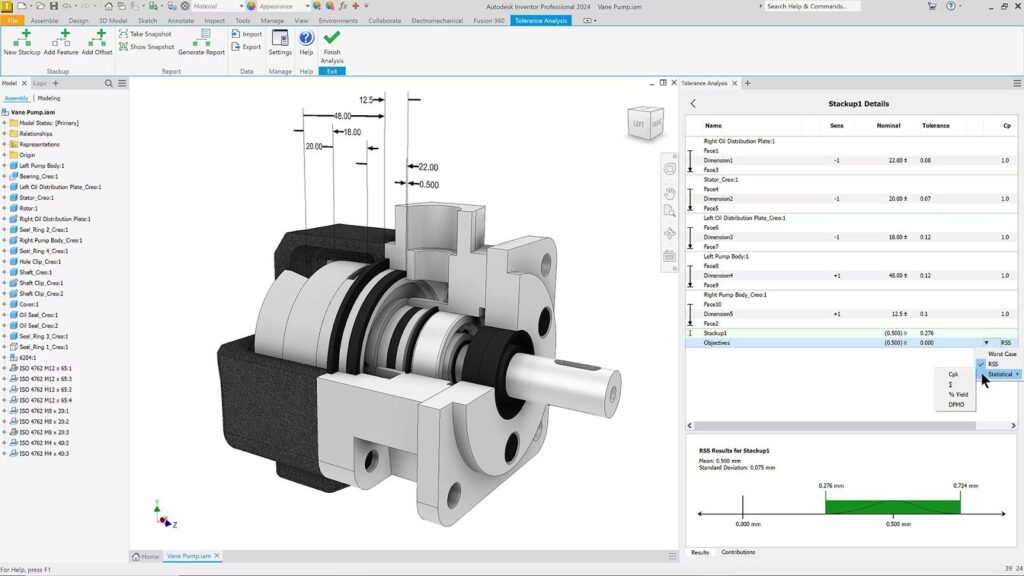 Advanced statistical results within Inventor.