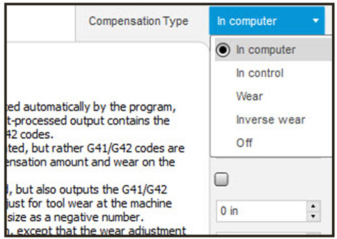 Tool Radius Compensation Chart