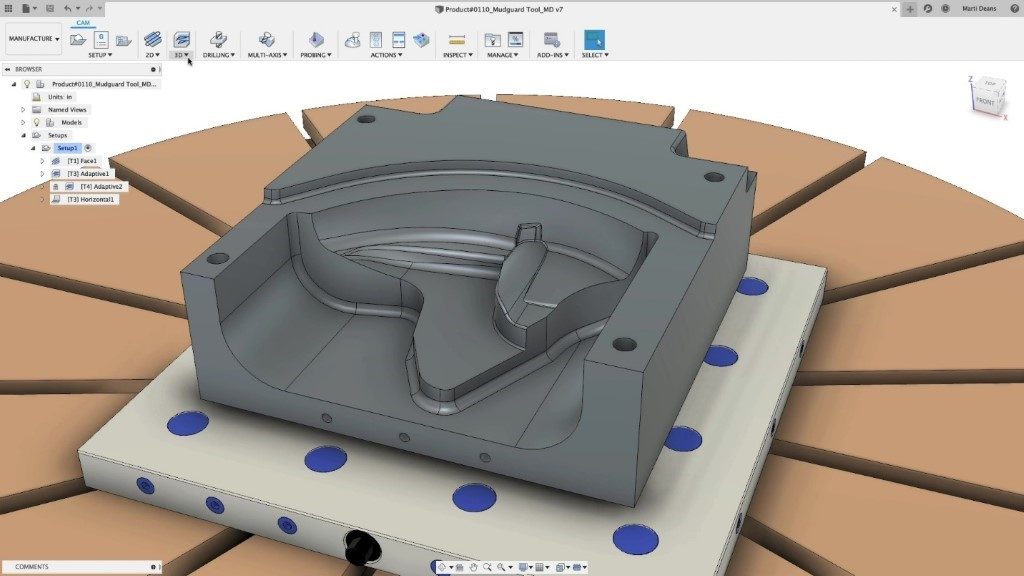 在fusion 360 中透過陡峭和淺灘加簡化自由造型零件的製造