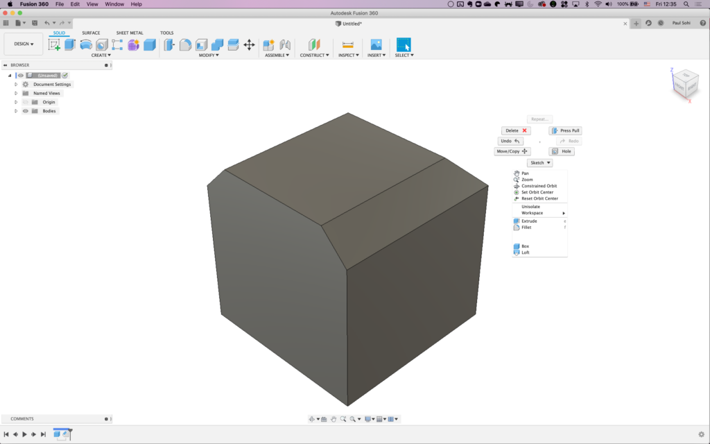 fusion 360 right click