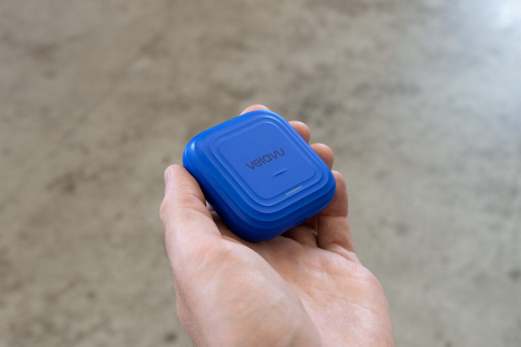 Velavu asset tracker in hand