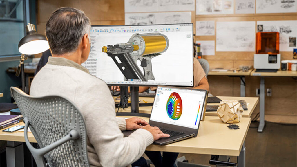 Man using Autodesk Fusion for consumer product design.