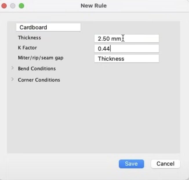 thickness, K factor, and other parameters