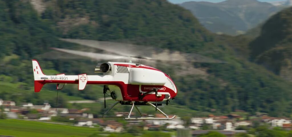SwissDrones uncrewed helicopter in flight