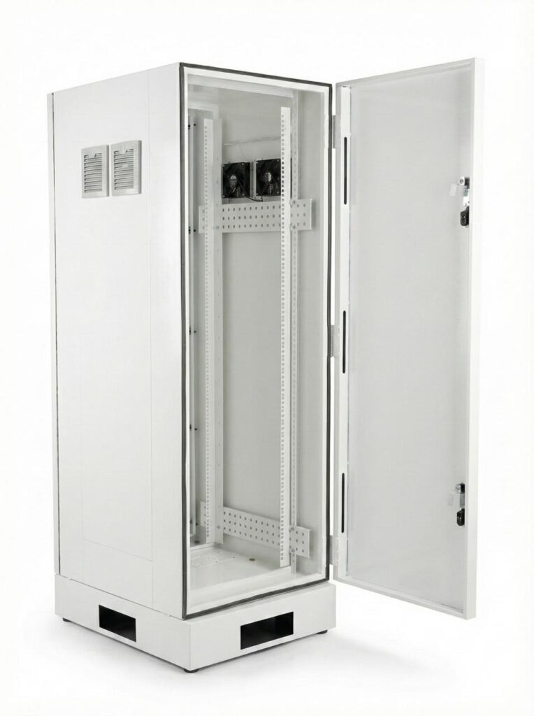 White server enclosure with door open