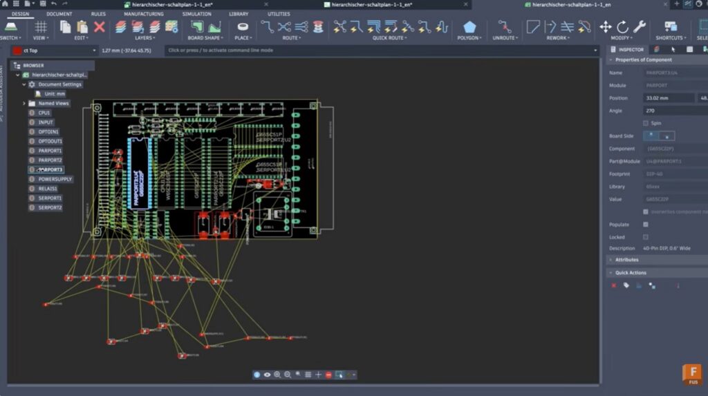 Autodesk Fusion's electronics browser