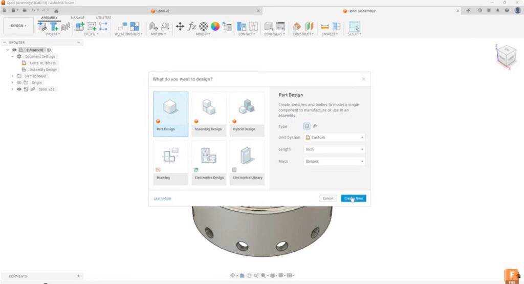 Design modes in Autodesk Fusion.
