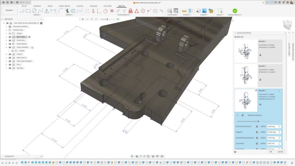 AutoConstrain in Autodesk Fusion.