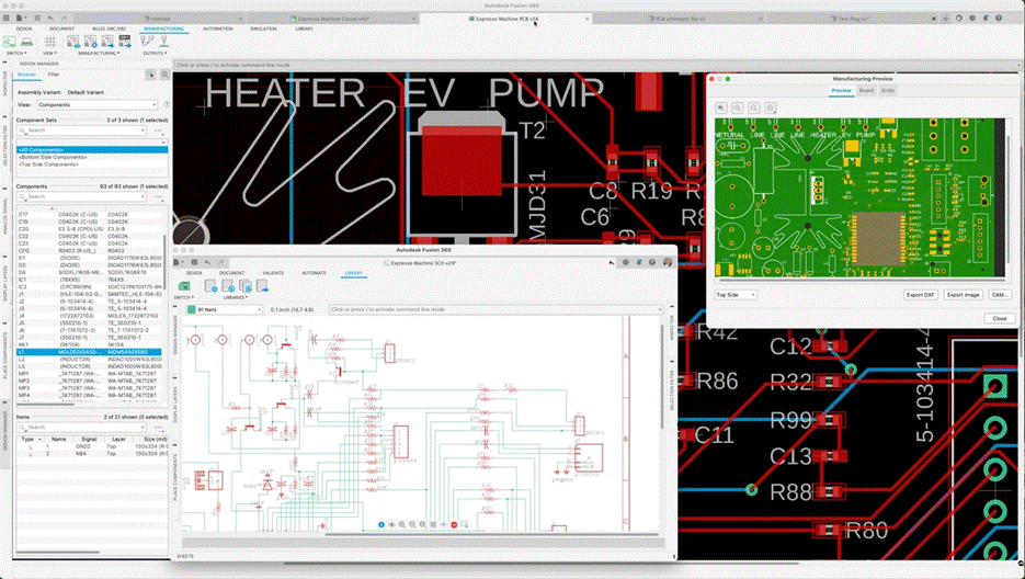 PCB design in Autodesk Fusion.