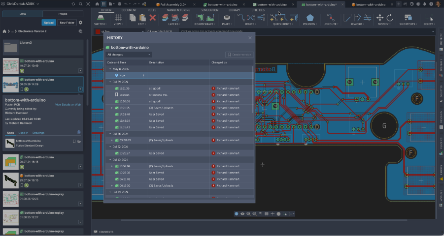 Capture design change history in Autodesk Fusion.