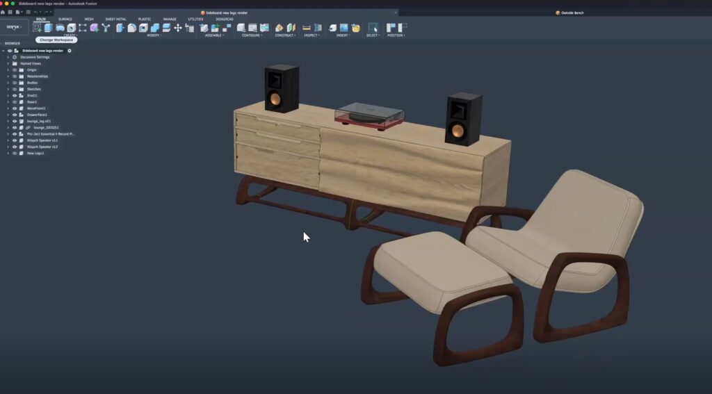 Furniture production in Autodesk Fusion.
