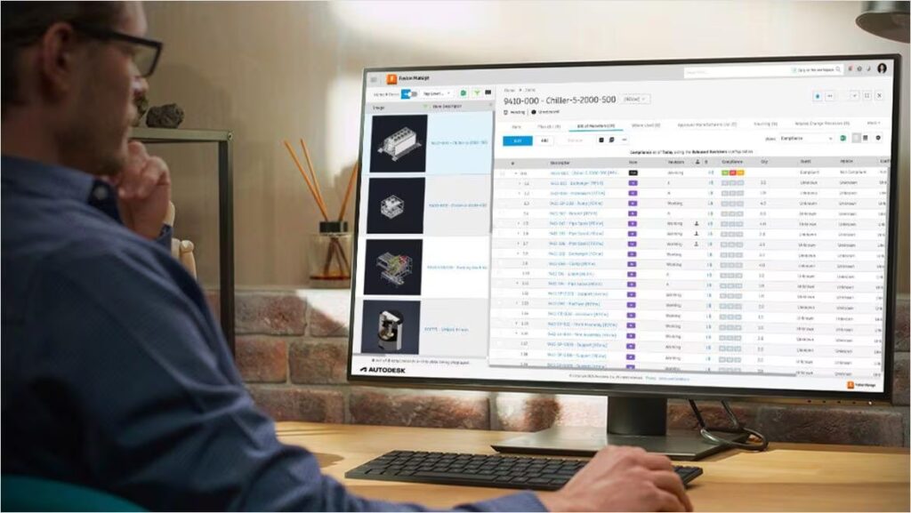 Autodesk Fusion Manage for BOM and change management.