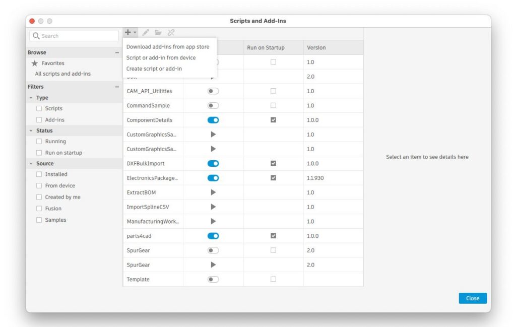 Scripts in Autodesk Fusion
