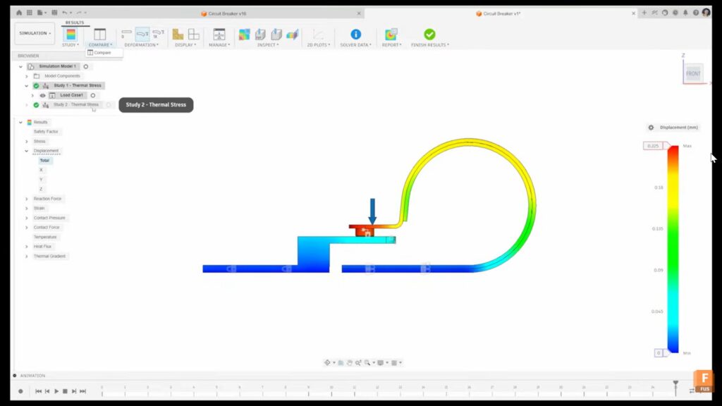 Thermal stress simulations in Autodesk Fusion.