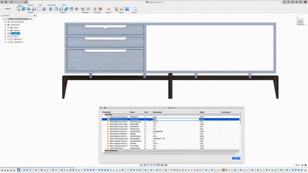 Parametric modeling in Fusion