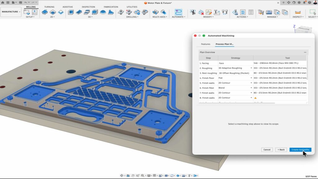 autmoated cam in autodesk fusion